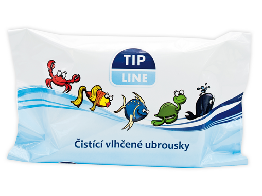 Obrázek z Tip line Čistící vlhčené ubrousky s antibakteriálními přísadami 60 ks 