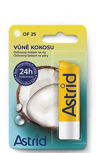Obrázek z Astrid VŮNĚ KOKOSU Ochranný balzám na rty s OF 25 4,8 g 