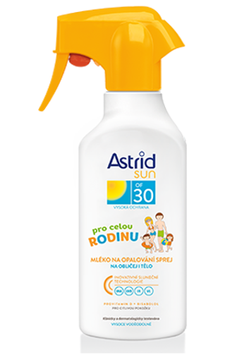 Obrázek z ASTRID SUN Rodinné mléko na opalování sprej OF 30 270 ml 